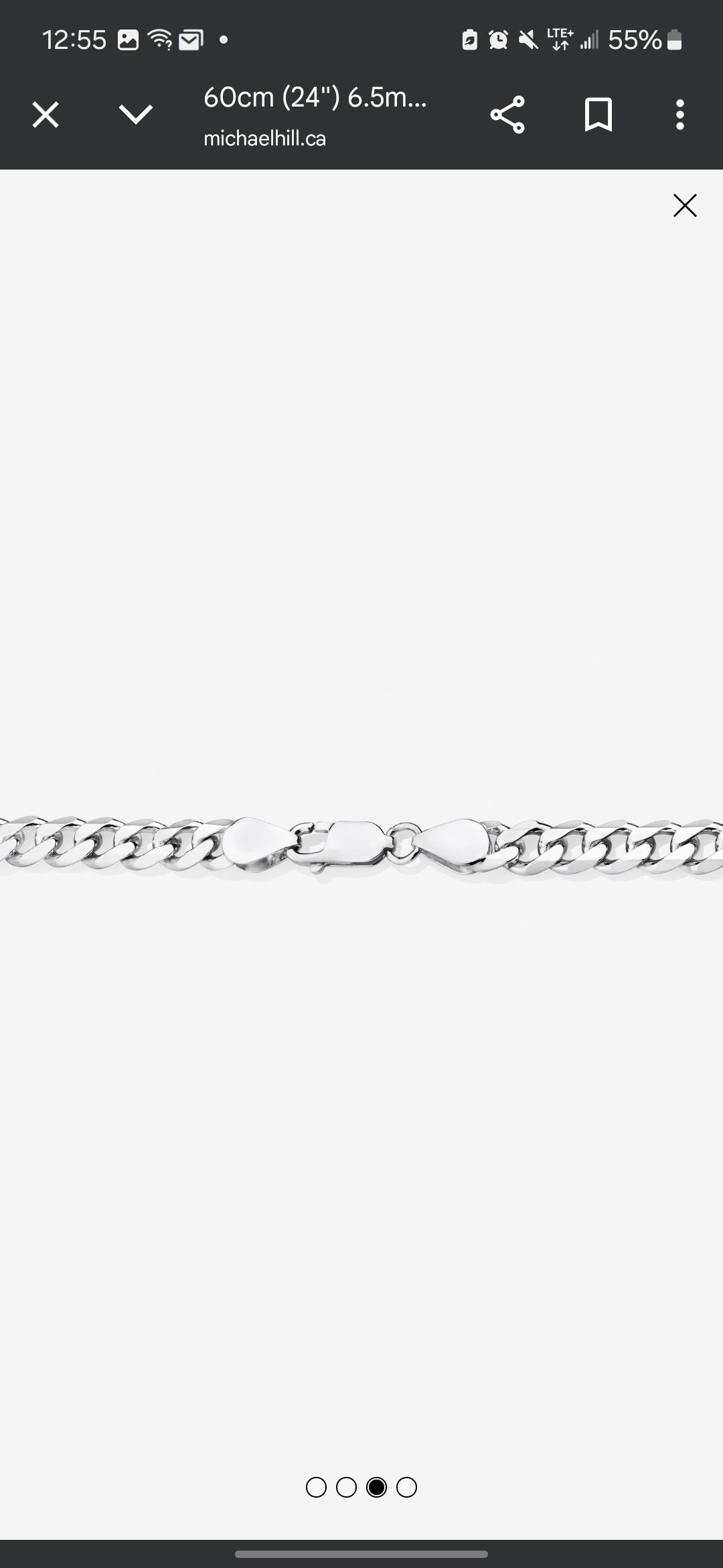 60cm (24") 6.5mm Width Men's Curb Chain in Sterling Silver