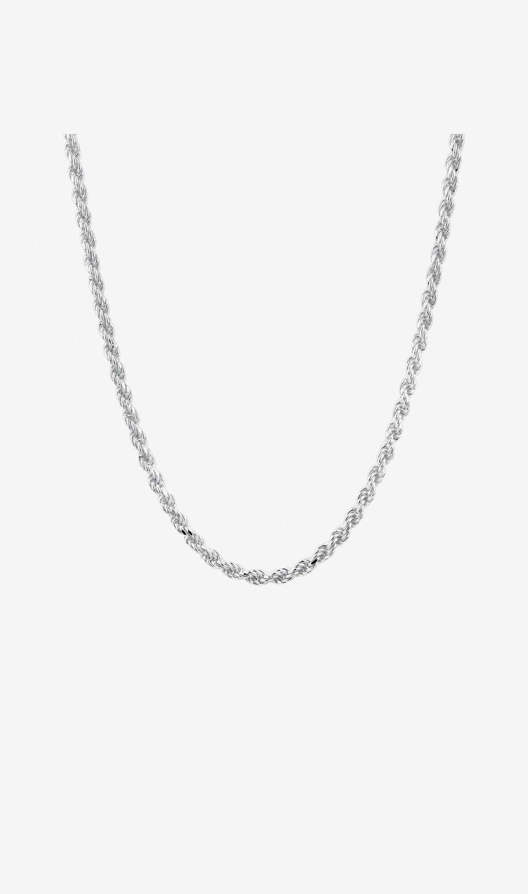 50cm (20") 3.5mm-4mm Width Rope Chain in Sterling Silver