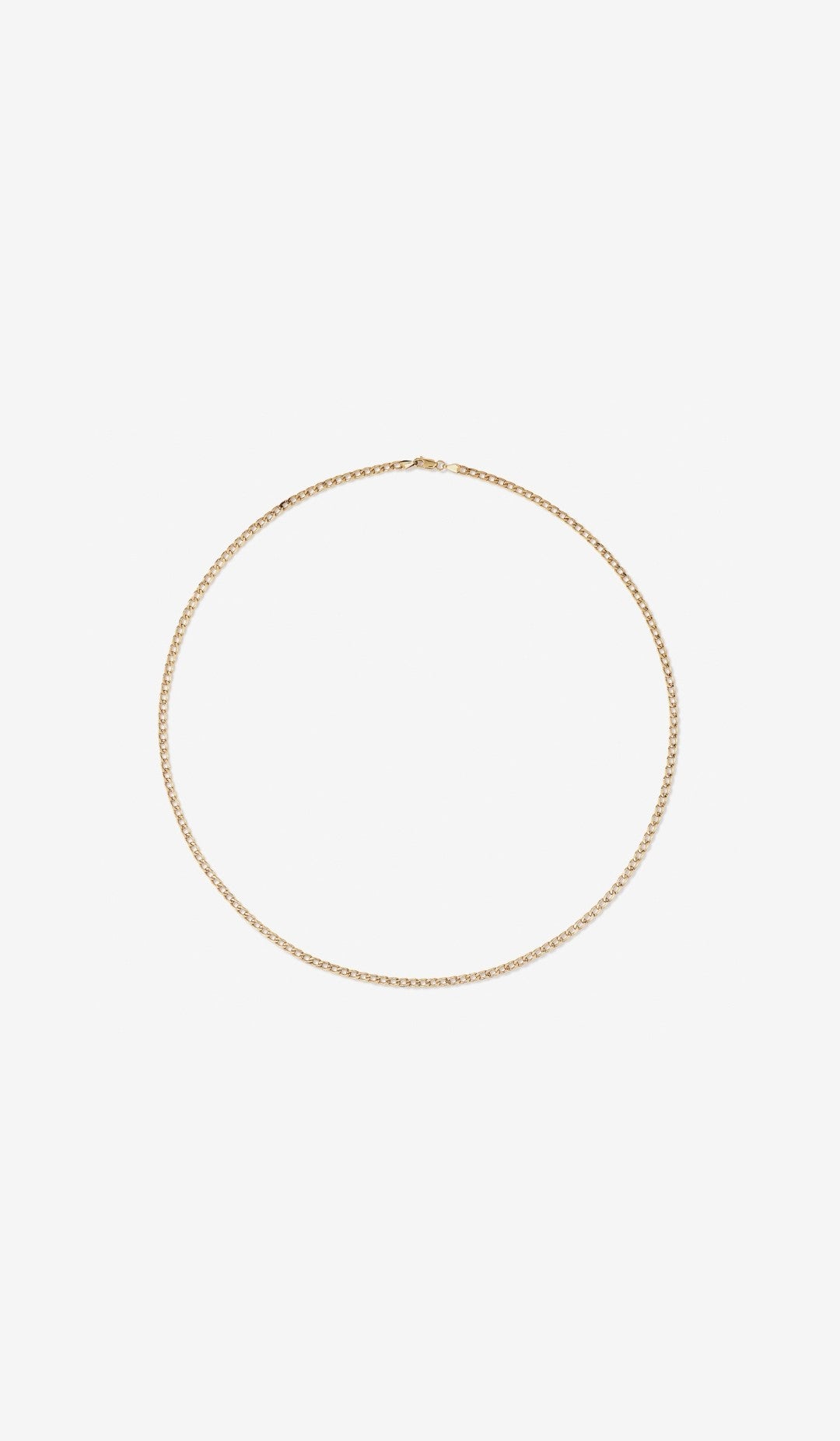 55cm (22") 3mm-3.5mm Width Hollow Curb Chain in 10kt Yellow Gold