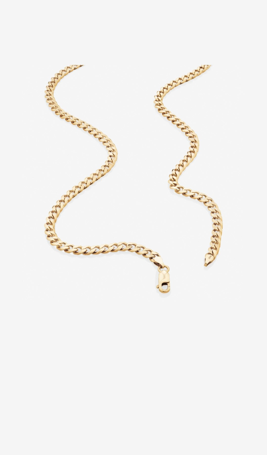 55cm (22") 4.5mm-5mm Width Solid Curb Chain in 10kt Yellow Gold