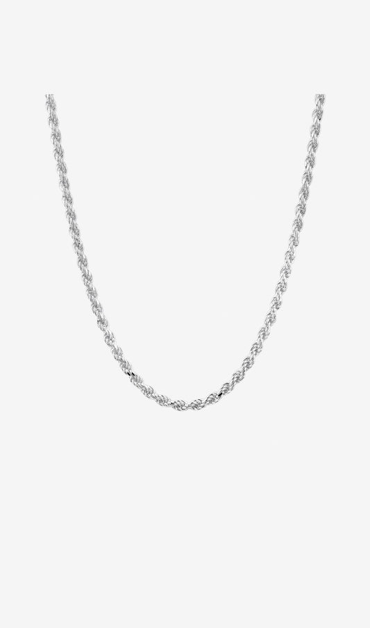 50cm (20") 3.5mm-4mm Width Rope Chain in Sterling Silver
