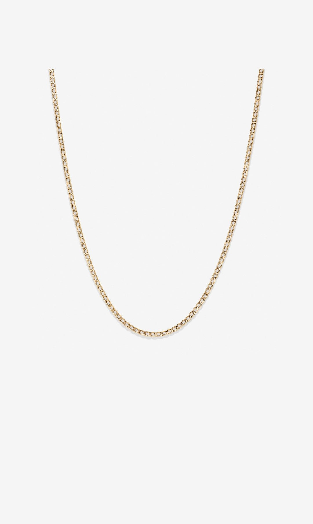55cm (22") 3mm-3.5mm Width Hollow Curb Chain in 10kt Yellow Gold