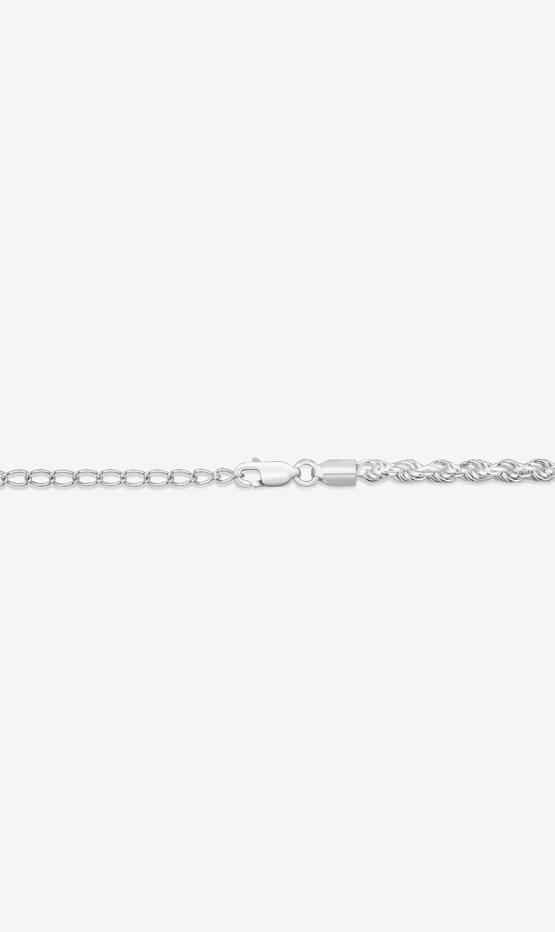 50cm (20") 3.5mm-4mm Width Rope Chain in Sterling Silver