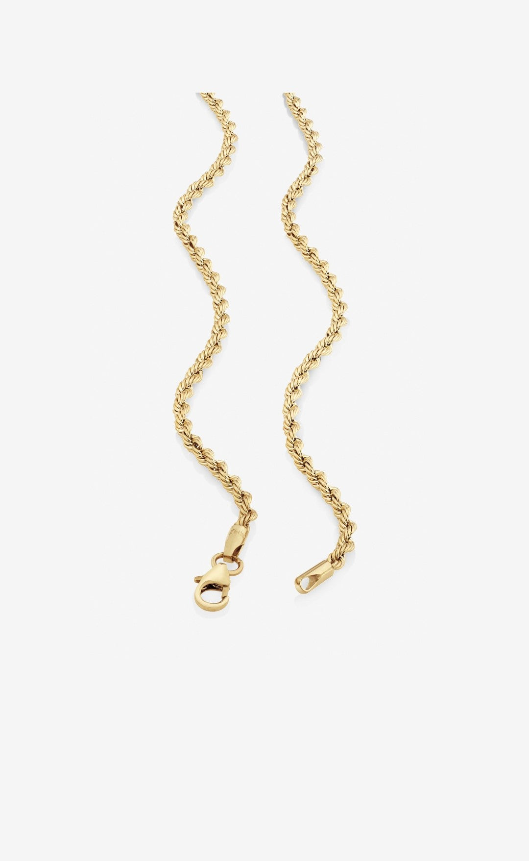 45cm (18") 2.5mm Rope Chain in 10kt Yellow Gold